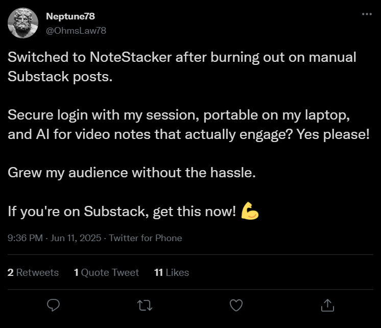 User Testimonial Tweet 1